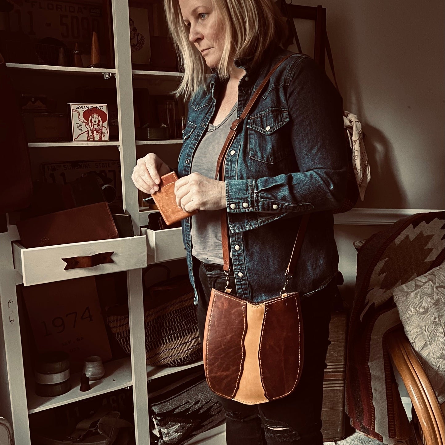 Moon River Leather Crossbody Bag