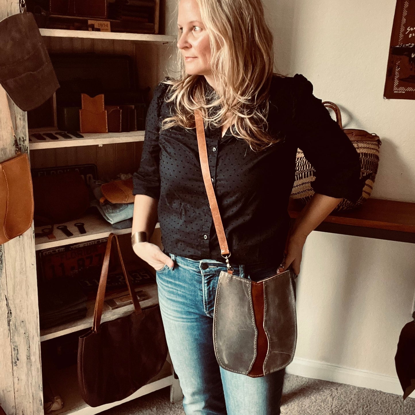 Moon River Leather Crossbody Bag