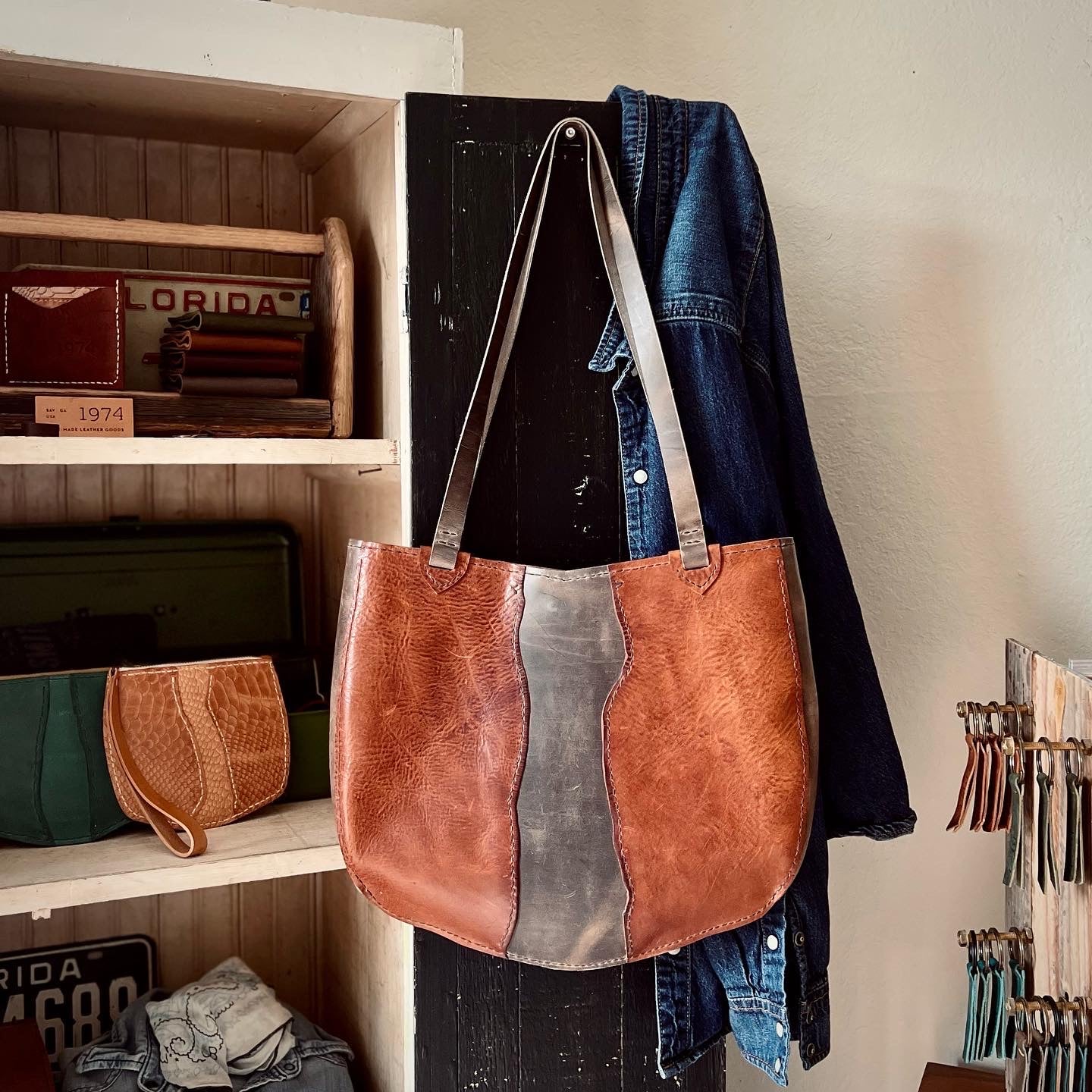 St. Johns River Leather Slim Tote