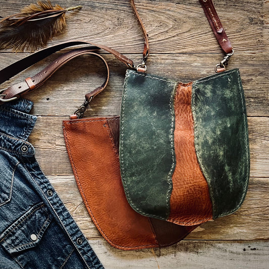 Moon River Leather Crossbody Bag in Moss & Hickory