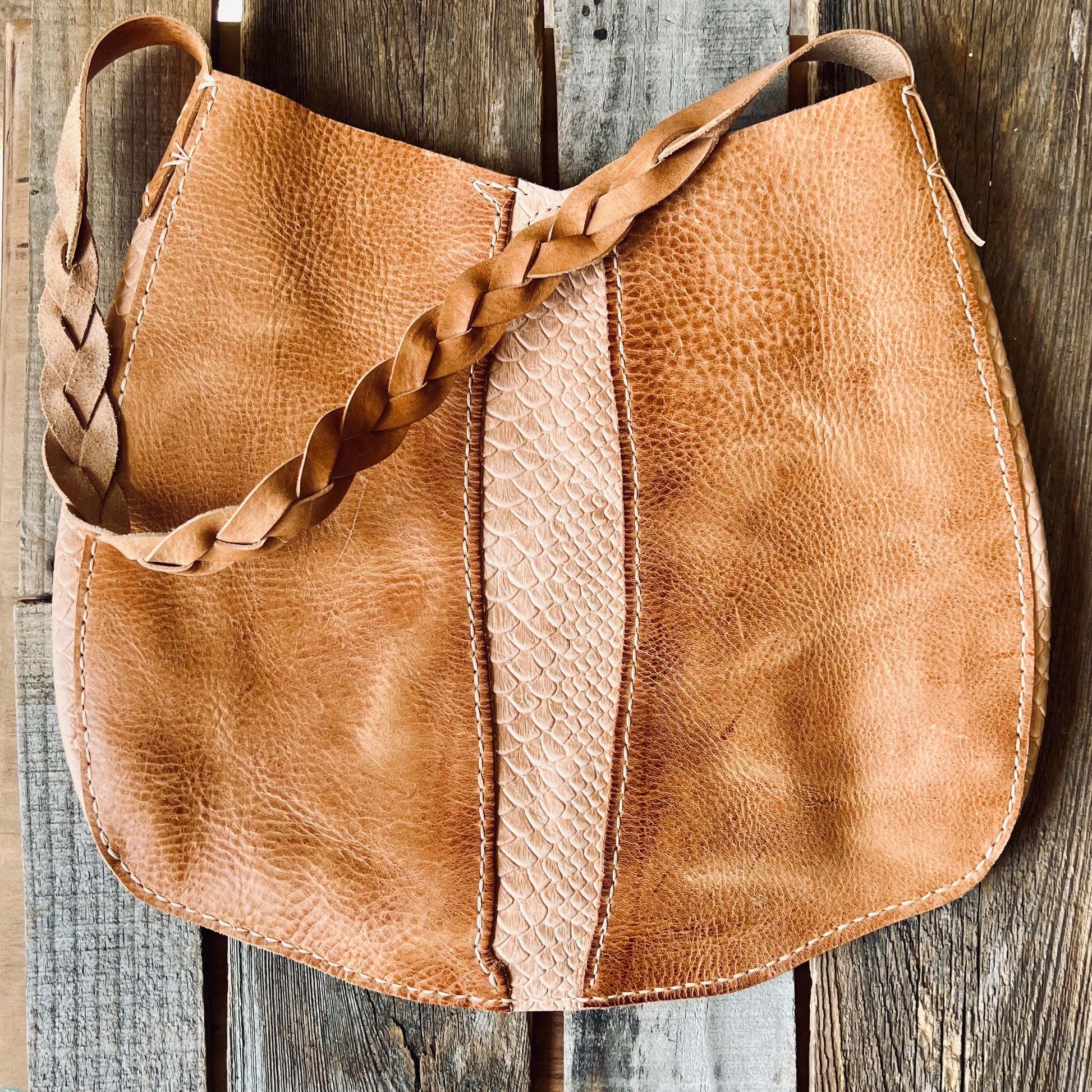 1974 Beaufort River Leather Hobo Bag in Sunwashed & Boa Embossed