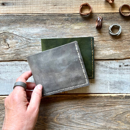 1974 Dakota Leather Band Ring in Smoke Featuring Finnegan Wallet in Smoke