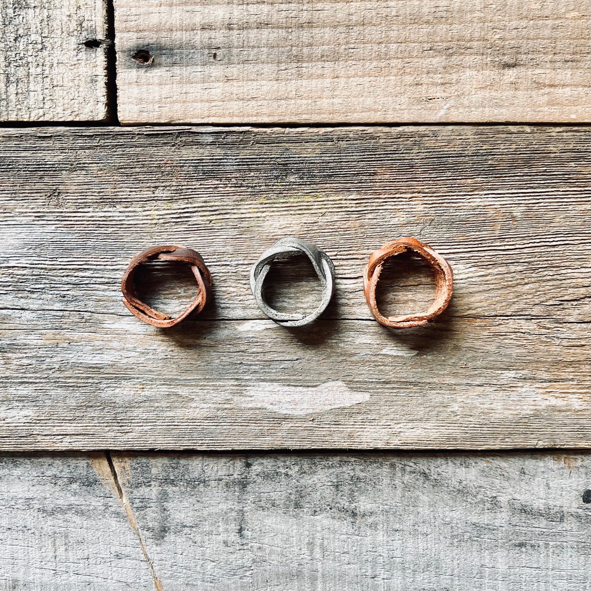 1974 Dakota Leather Braided Rings